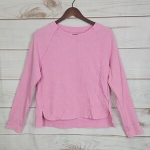 Sunnyside by SUNDRY Pink Stonewashed Waffle Knit Pullover Top - Size Medium